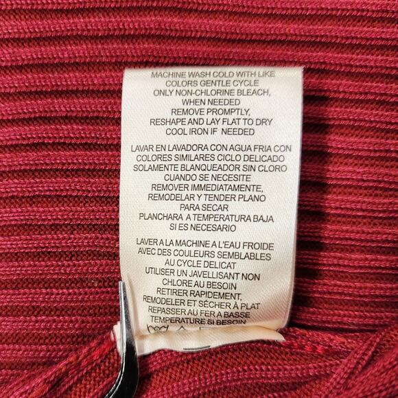 Madden Girl Top Womens XS Red Ribbed Knit Mock Neck Long Sleeve Open Back Tie - Picture 7 of 10